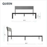 Fast Furnishings Queen Gray Fabric Metal Headboard Bed